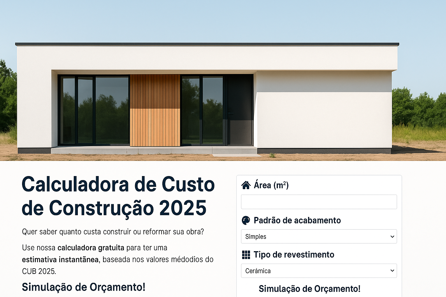 Casa contemporânea com estrutura concluída e paisagismo - inspiração de obra